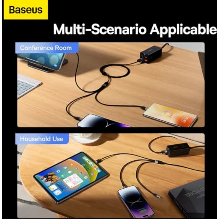 Baseus StarSpeed 3-in-1 USB-Kabel, USB-C / Micro-USB / Lightning, 3,5 A, 1,2 m, schwarz – Bild 7