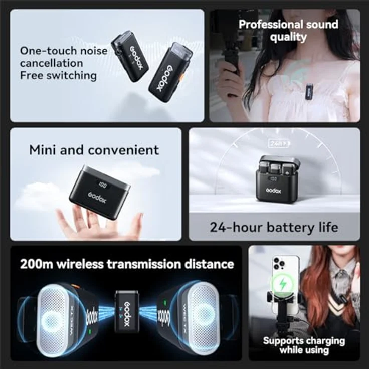 GODOX WES2 Kit1 Funkmikrofon, kabelloses System für hohe Audioqualität – Bild 2