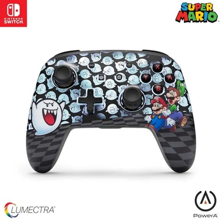 PowerA Enhanced Wireless Controller für Nintendo Switch, Kabelloser Gamepad mit Lumectra - Mario, Peek-A-Boo, Bluetooth 5.0, bis zu 30 Stunden Akkulaufzeit, USB-C-Ladekabel 3 m – Bild 1