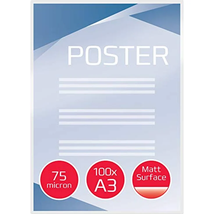 GBC Laminierfolien A3 Matt 75 mic, Beschriftbare Oberfläche, Robuste Laminiertaschen im 100er Pack, Glänzend, Transparent, Ideal für Büro & Schule, 41660E – Bild 3