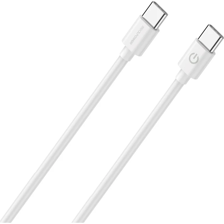 RealPower USB-C auf USB-C Lade/Datenkabel, 1m, weiß, 3A, 480 Mbit/s