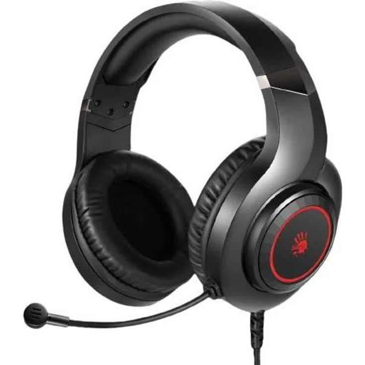 Bloody G220 Gaming Headset, Kabelgebunden, 50-mm-Lautsprecher, Geräuschunterdrückendes Mikrofon, Schwarz-Rot mit LED-Licht