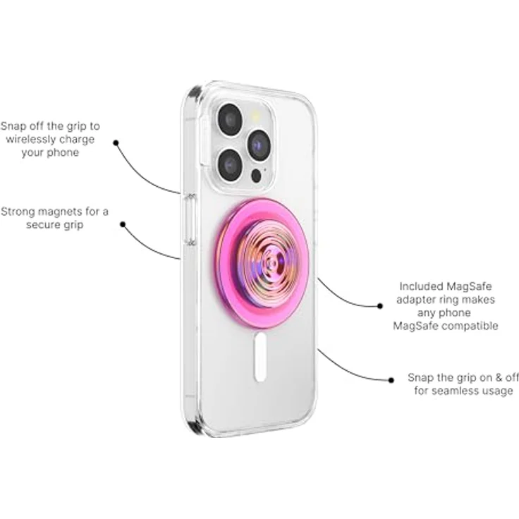 PopSockets PopGrip für MagSafe mit Kickstand, magnetischem Ständer, sicherem Halt und swappable Top - Ripple Iridescent Absinthe – Bild 2