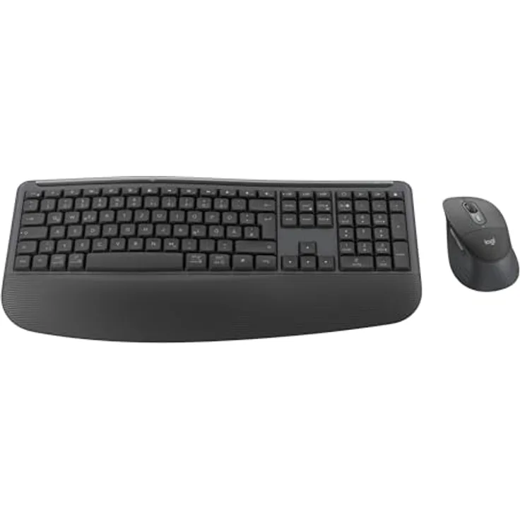 LOGITECH Signature Comfort Plus MK880, kabelloses Maus- und Tastaturset mit ergonomischer Handballenauflage, SmartWheel und bis zu 36 Monate Akkulaufzeit, Graphite