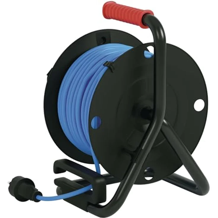 EMOS frostsichere Outdoor-Kabeltrommel 25m, 1,5 mm2 Silikon-Isolierung, 4 Schuko, IP44 wasserdicht, blau – Bild 4