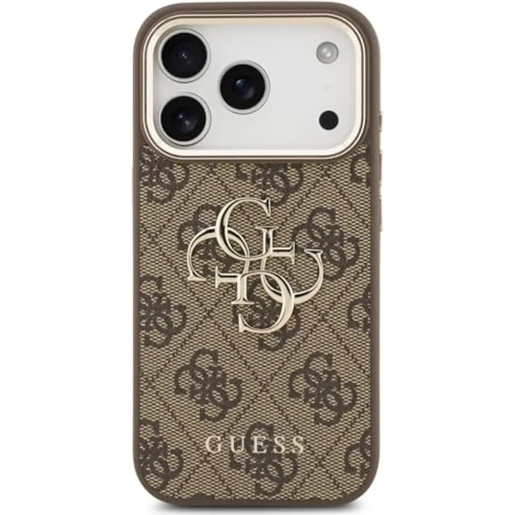 CG MOBILE Guess 4G Groß 4G Klassiker Logo Hülle für iPhone 17 Pro, Kunstleder/TPU/PC, Braun/Gold – Bild 3