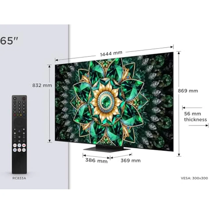 TCL 65Q7C 65 Zoll QD-Mini LED Fernseher, 4K HDR Premium 2600, Smart TV unterstützt durch Google TV (Dolby Vision IQ & Atmos, CrystGlow HVA Panel, Audio von Bang & Olufsen, 144Hz Motion Clarity Pro) – Bild 2