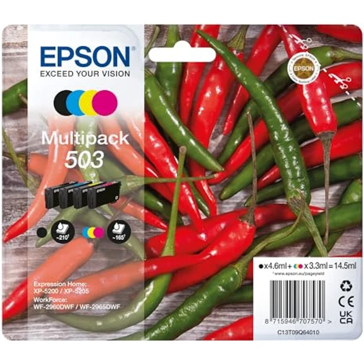 Epson Original 503 Tinte Chili Multipack 4-farbig Standard, XP-5200 XP-5205 WF-2960DWF WF-2965DWF, ReadyPrint Flex-Tintentarife – Bild 2