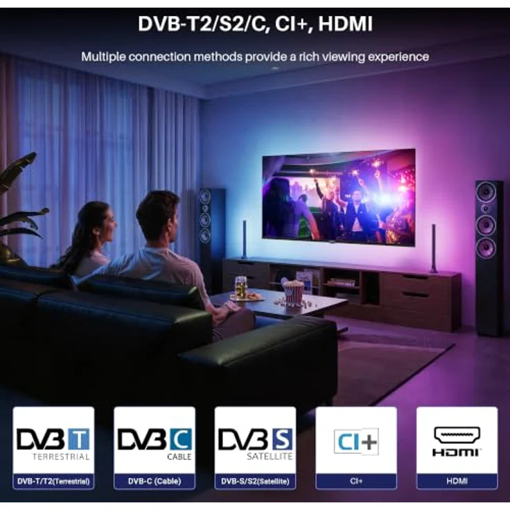 Koorui K55Q1UQ-T8, 55 Zoll QLED 4K Ultra HD Smart TV mit Tizen, Sprachsteuerung, HDMI x3, USB x2, Triple Tuner, randloses Design – Bild 8