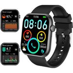 LQWELL Smartwatch Sportuhr für Damen Herren IP68 Wasserdicht 2.0 Zoll Full-Touch Fitnessuhr, mit Herzfrequenzmesser, Schlafmonitor, Schrittzähler, Bluetooth-Anrufe - in Felsschwarz, Tiefseeblau, Beigegold oder Roségold erhältlich