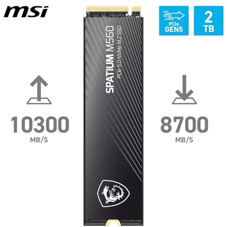 MSI SPATIUM M560 2 TB PCIe 5.0 NVMe M.2 SSD, bis zu 10.300 MB/s Leserate, 8.700 MB/s Schreibrate – Bild 3