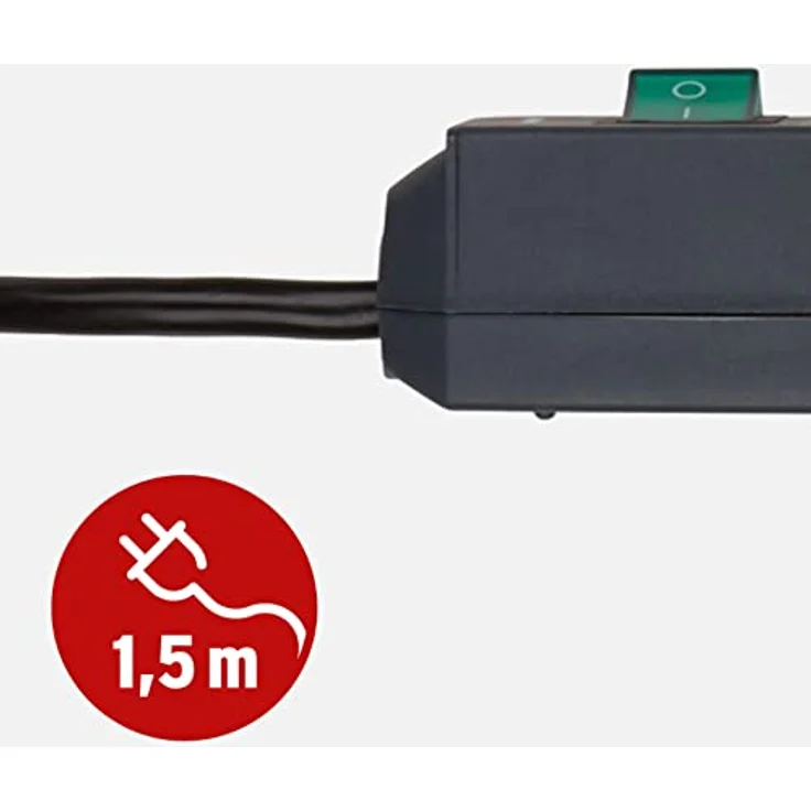 Brennenstuhl Eco-Line, Steckdosenleiste 3-fach mit Überspannungsschutz (Steckerleiste mit erhöhtem Berührungsschutz, Schalter und 1,5m Kabel) anthrazit – Bild 4