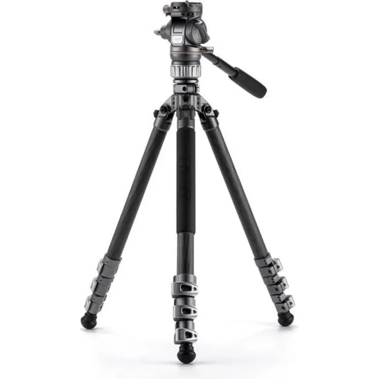 Tilta VT05 Travel Video Fluid Head, 3-Stage Carbon Fiber Tripod (Carbon, Metall), max. Höhe 160 cm, grau