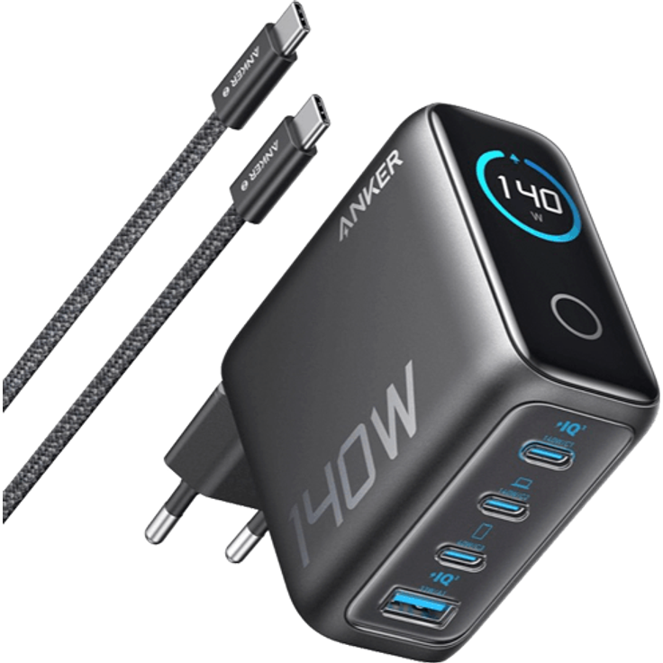 Anker USB 3-USB-C Schnellladegerät 140W, grau, inklusive Kabel