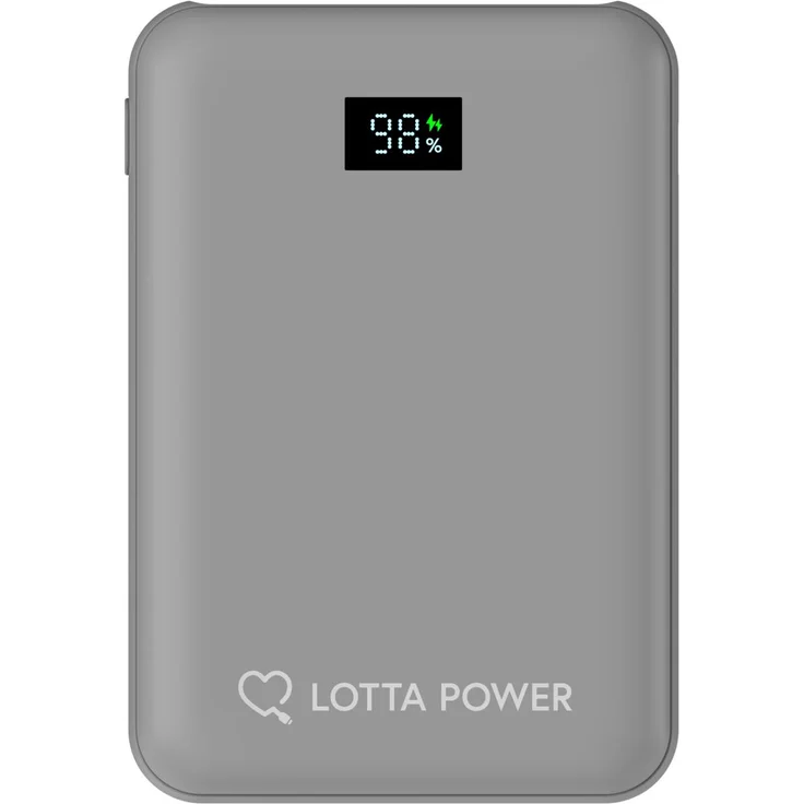 Lotta Power Mini 10.000 mAh Powerbank, 20W Schnellladen, LED-Display, USB-C, Stone Grey