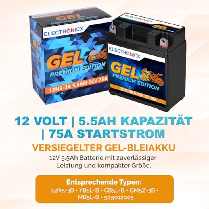 Electronicx Extreme Edition GEL Batterie 5.5Ah 12V für Motorrad, Roller und Quad – wartungsfrei, auslaufsicher, vibrationsfest – Bild 5
