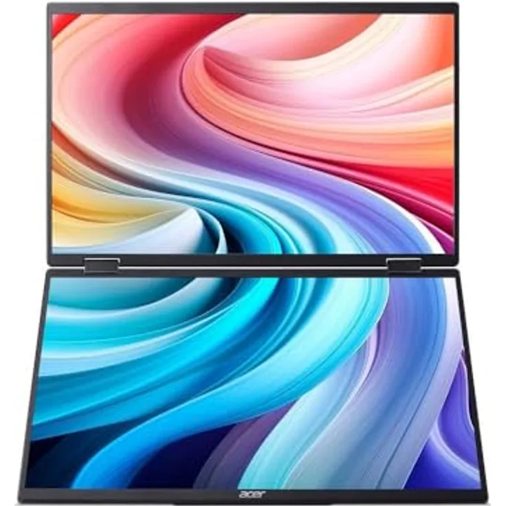 Acer PD3 PD193QE, Monitor, Dualer Faltbarer tragbarer, 18.5" Full HD IPS, 100 Hz, Schwarz mit vielseitiger Konnektivität