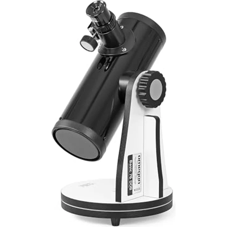 Omegon Dobson Teleskop N 76/300 DOB, Newtonteleskop mit 76 mm Öffnung, intuitiver Dobson Montierung, inklusive 4 Okulare und Barlowlinse, 1,6 kg, 40 cm hoch – Bild 7