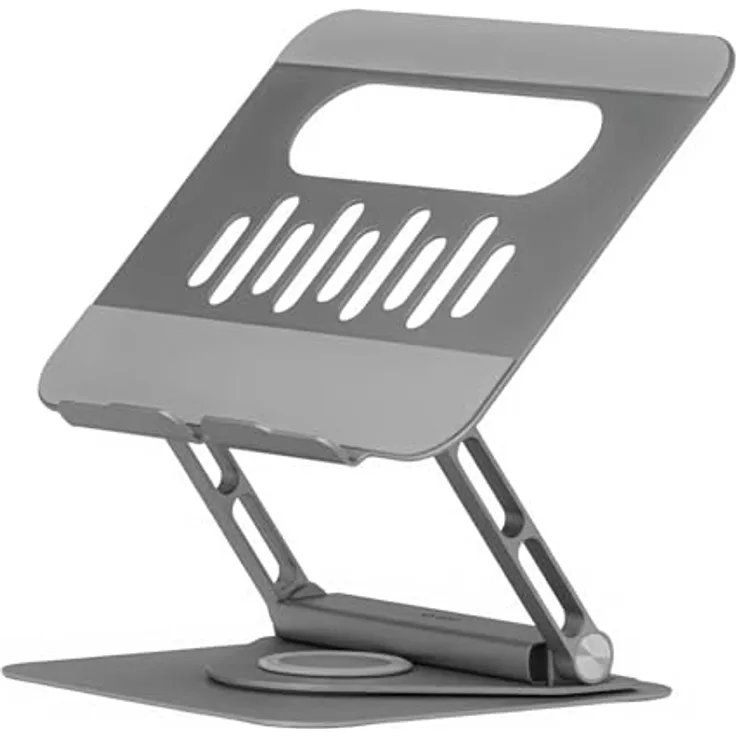 Club3D CSV-2554, Verstellbarer Aluminium-Laptop-Ständer mit USB-C® Hub und 360° Drehung, silber