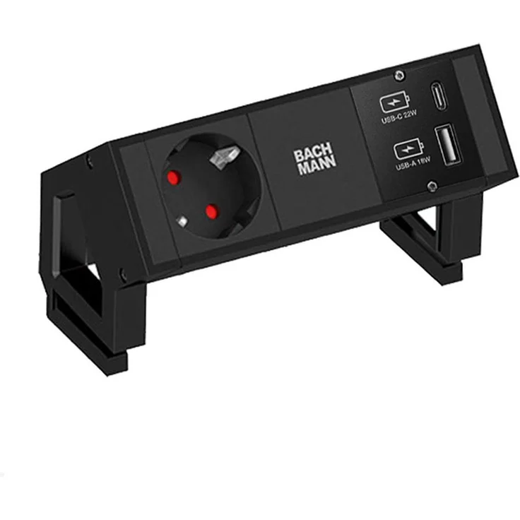 Bachmann DESK 2 Steckdosenleiste mit 1 Steckdose und 1 USB-Charger A/C, schwarz (902.9109)