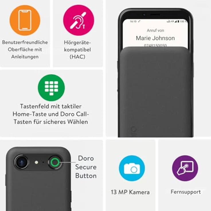 DORO Aurora A20, Smartphone mit 64 GB Speicher, Dual SIM, Graphit – Bild 3