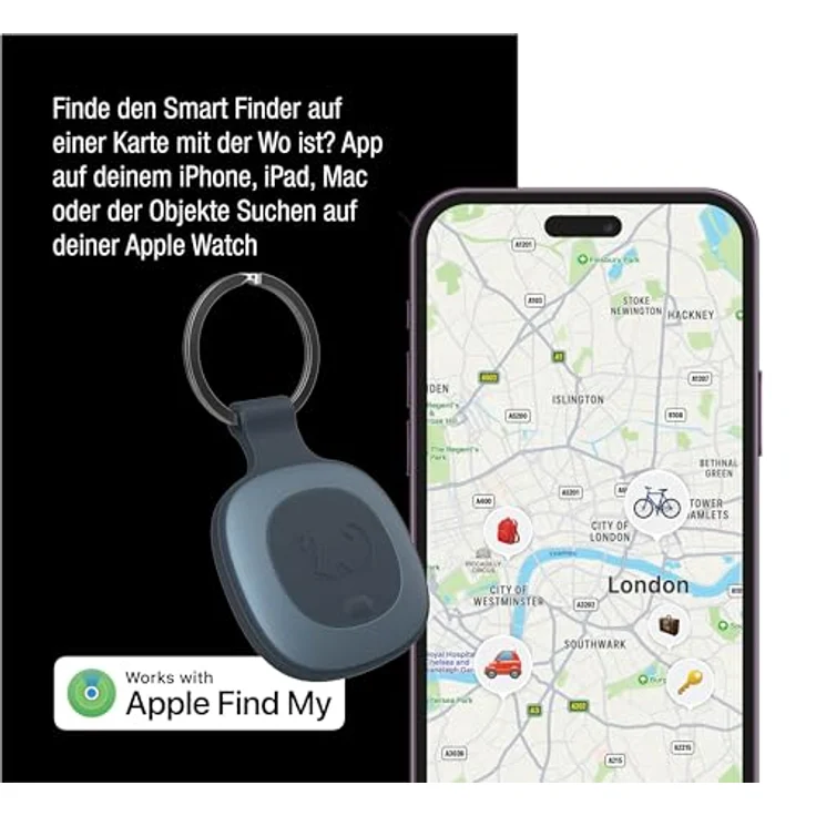 Fresh 'n Rebel Smart Finder - Funktioniert mit Apple Wo Ist? (IOS), Schlüsselfinder mit Lautsprecher, Smart Tag, IP67 Staub- und wasserdicht, Unterstützt Lost Mode, Austauschbare Akku (Dive Blue) – Bild 2