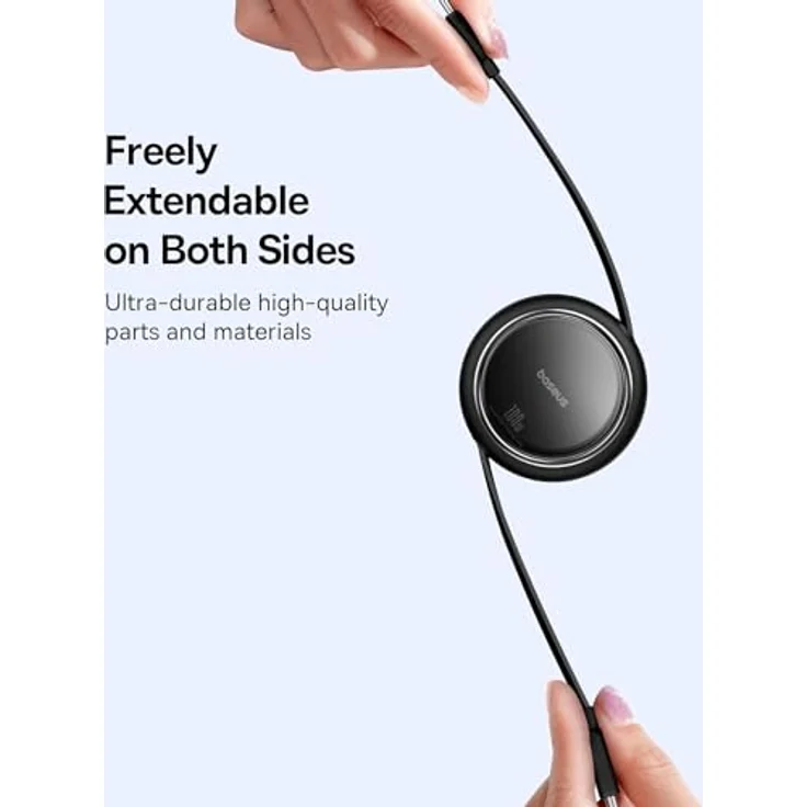 Baseus Free2 Draw Mini Reel Type-C to Type-C 100W Kabel 1m. - Schwarz, Flexibles Kabel, 100W PD Schnellladung, Smart Chip, 480Mbps Übertragungsrate – Bild 3