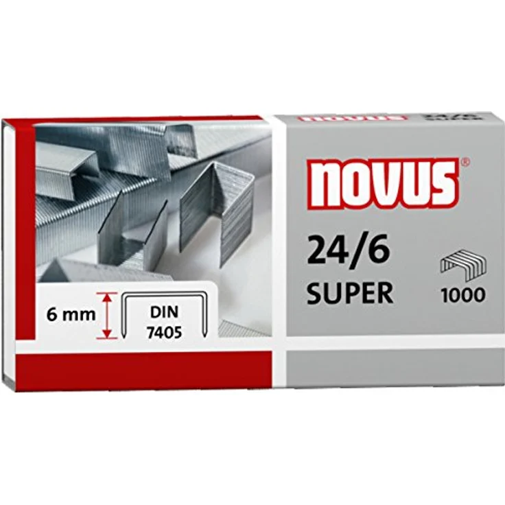 Novus Heftklammern 040-0026, 24/6 Super, verzinkt, Heftleistung 2 - 30 Blatt, 1000 Stück – Bild 2