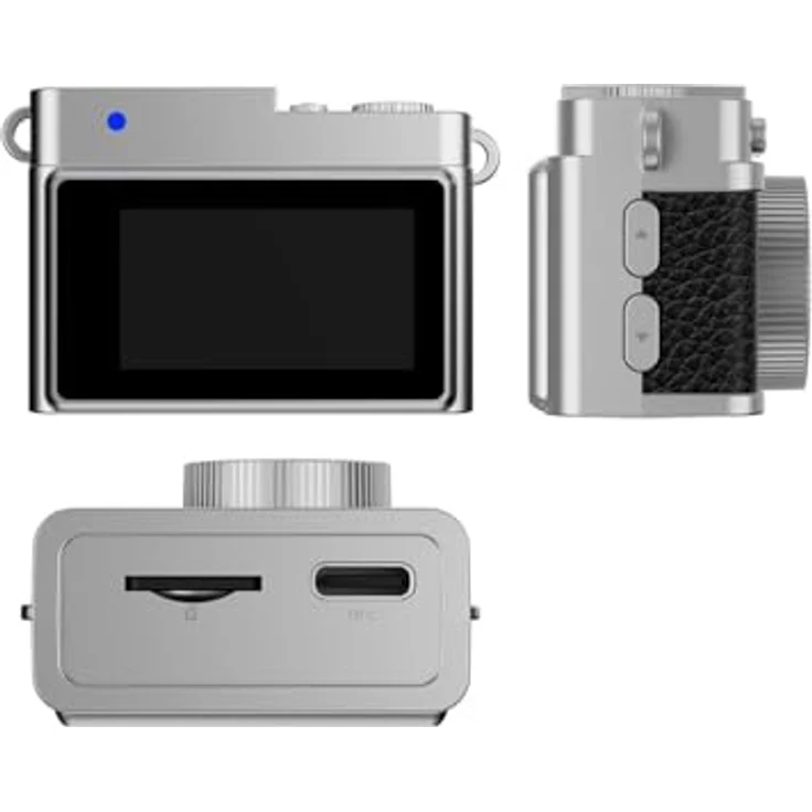 Easypix MiniPro XS1, Digitalkamera 2 Megapixel im Retro-Look, Full HD Video, Schwarz/Silber, mit integriertem Blitz und Akku – Bild 4
