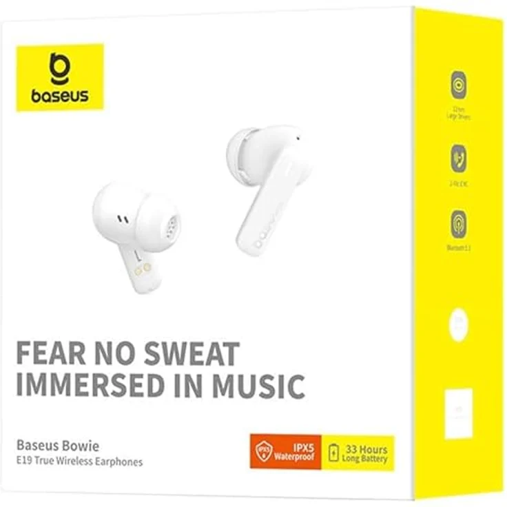 Baseus Bowie E19 TWS Kabellose In-Ear-Kopfhörer - Weiß, Bluetooth 5.3, IPX5-Wasserbeständigkeit, 33 Stunden Akkulaufzeit – Bild 8