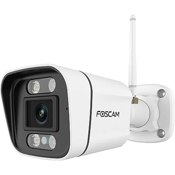 Foscam V5P 5 MP Dual-Band WLAN Überwachungskamera mit integriertem Scheinwerfer und Einer Alarmsirene (weiß)