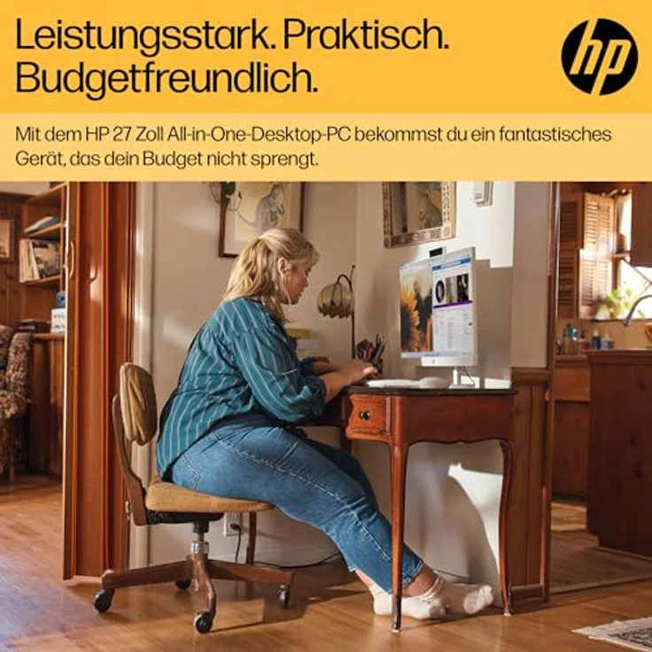 HP All-in-One Desktop-PC | 27" FHD Display | AMD Ryzen™ 7 7730U | 16 GB DDR4 RAM | 1 TB SSD | AMD Radeon™-Grafikeinheit | Windows 11 Home | Weiß – Bild 4