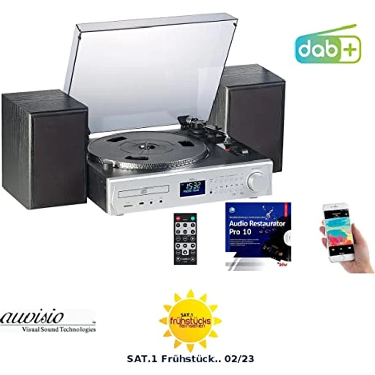 auvisio Musikanlage MHX-620 Plattenspieler/Digitalisierer, BT, DAB+, CD, MC, USB, MP3 – Bild 3