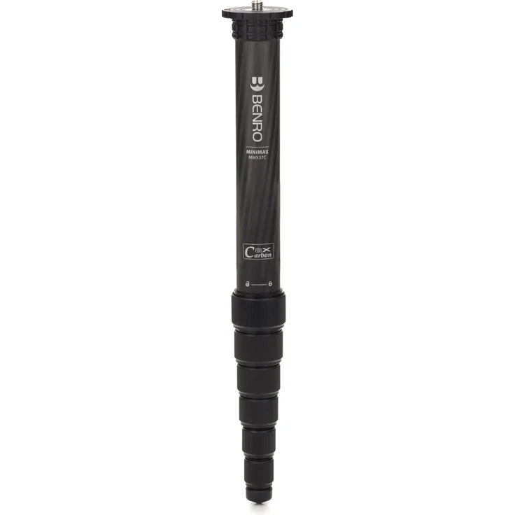 Benro MiniMax MMX37C Einbeinstativ, ultrakompakt aus Carbonfaser, 162 cm max. Arbeitshöhe, 20 kg Tragkraft, 0,36 kg leicht, 37 cm packmaß