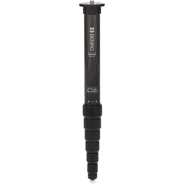 Benro MiniMax MMX37C Einbeinstativ, ultrakompakt aus Carbonfaser, 162 cm max. Arbeitshöhe, 20 kg Tragkraft, 0,36 kg leicht, 37 cm packmaß