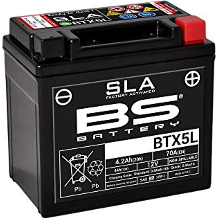 BS Battery SLA Wartungsfreie Batterie Werkseitig aktiviert - BTX5L / BTZ6S, 12V, 70 CCA, wartungsfrei, hohe Vibrationsbeständigkeit – Bild 2