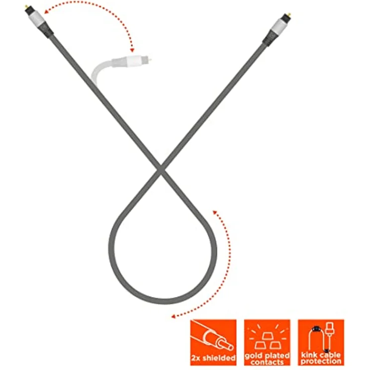 celexon Toslink Optisches Audiokabel 10,0m - Professional Line, 2-fach geschirmt, vergoldete Kontakte, schwarz – Bild 3