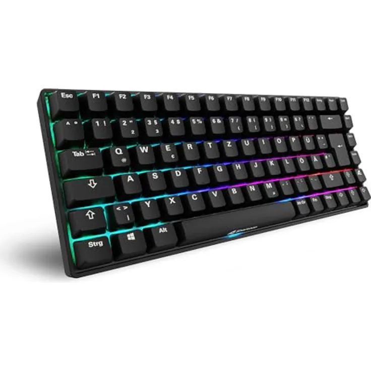 Sharkoon Skiller SGK50 S3 PBT Schwarz, RGB Gaming Keyboard, Gateron G PRO 3.0 Yellow, 75% Layout