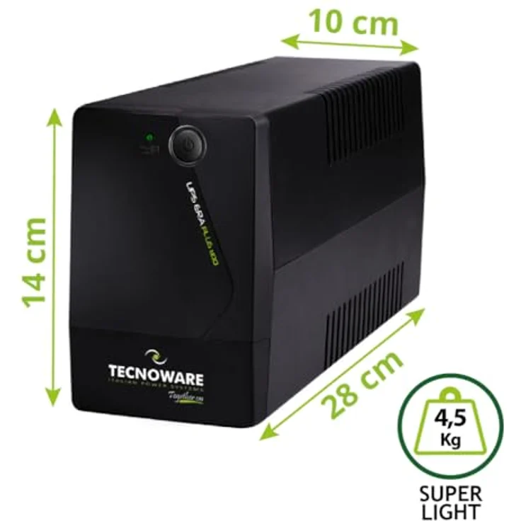 Tecnoware Era Plus Unterbrechungsfreie Stromversorgung (USV), 1100 VA, einphasig, Pseudo-Sinuswelle, AVR-Stabilisierung, Schwarz – Bild 3