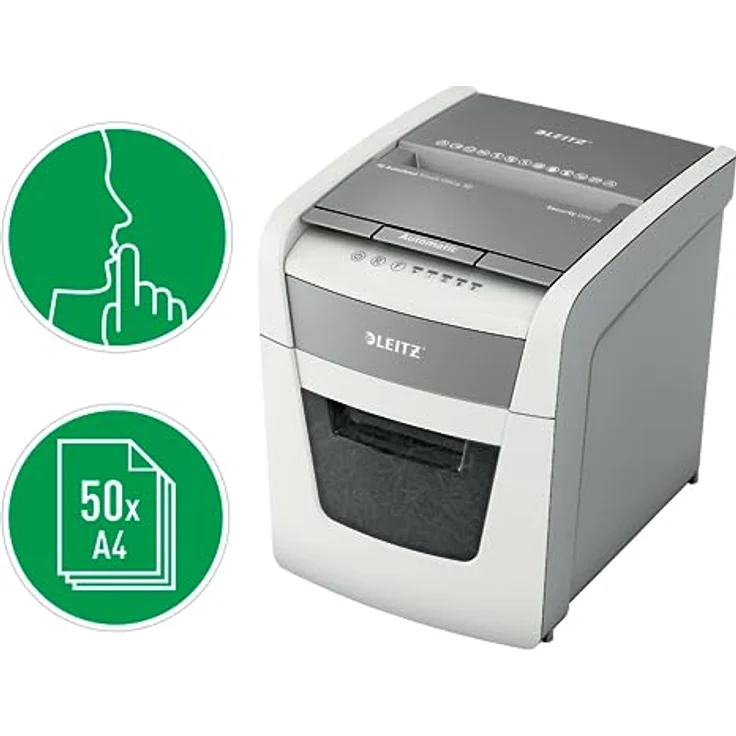 Leitz IQ Autofeed Small Office Partikelschnitt Aktenvernichter P4, Automatisch, 50 Blatt, 20 Liter Abfallbehälter, Weiß, 80350000 – Bild 2