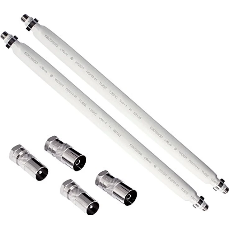 POPPSTAR 2x 31,5cm SAT Fensterdurchführung (2 mm Fensterdurchführung SAT Kabel flach), 4x F-Stecker (2x auf Antennenstecker, 2x auf Antennenbuchse), weiß – Bild 1