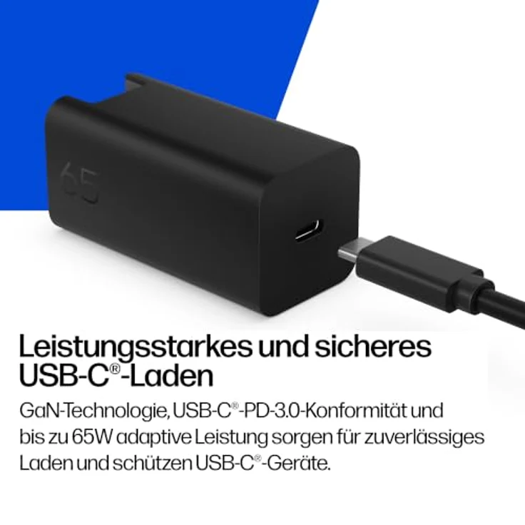 HP CS9V8AA, 100W Gallium Nitride Wall Charger mit 2 m USB-C®-Kabel, schwarz, effizientes und sicheres Laden – Bild 3