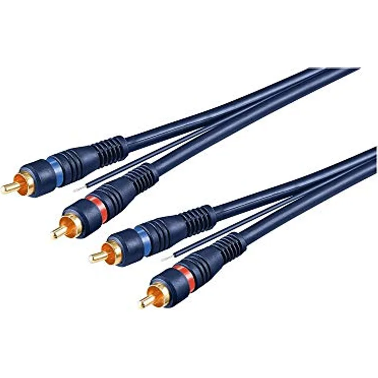 Goobay 50175 Car Cinchkabel 5m / 2x Cinch-Stecker auf 2x Cinchstecker Stereo / RCA Kabel / Subwoofer Kabel für Blu Ray Verstärker HiFi Stereo / Cinch Kabel 5m / Blau