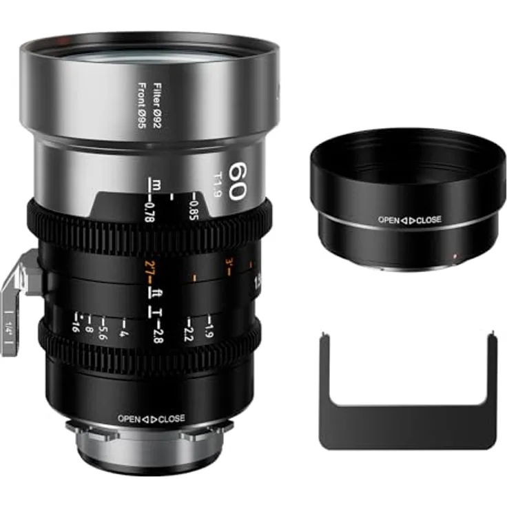 SIRUI IronStar T1.9 1.5X Anamorphotisches Cine-Objektiv, 60mm mit PL-Mount und austauschbarem EF-Mount, manuellem Fokus, Neutral Flare