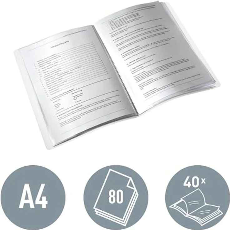 LEITZ Präsentationsordner LEITZ Sichtbuch WOW, A4, PP, mit 40 Hüllen, eisblau – Bild 4