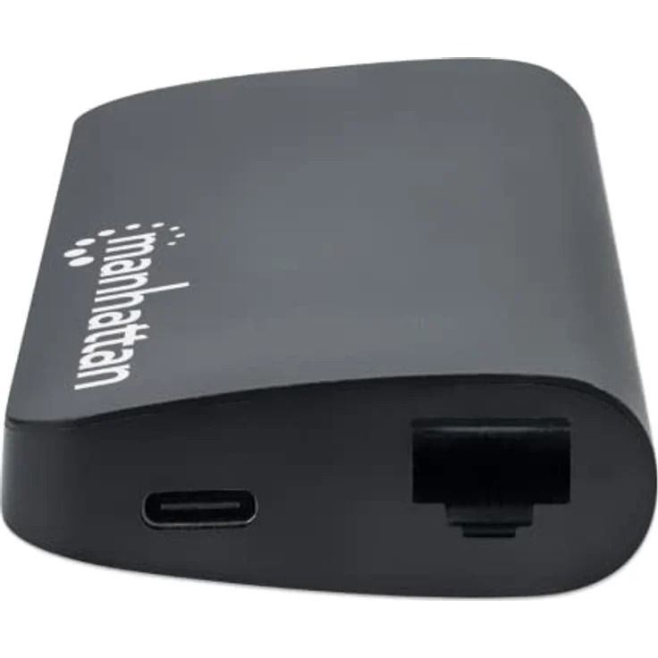 Manhattan USB-C Hub mit Micro / SD Kartenleser - Multiport mit HDMI, USB-C, USB 3.0, Ethernet, 2 SD-Slots, Plug&Play, 4K@30Hz, in schwarz – Bild 3