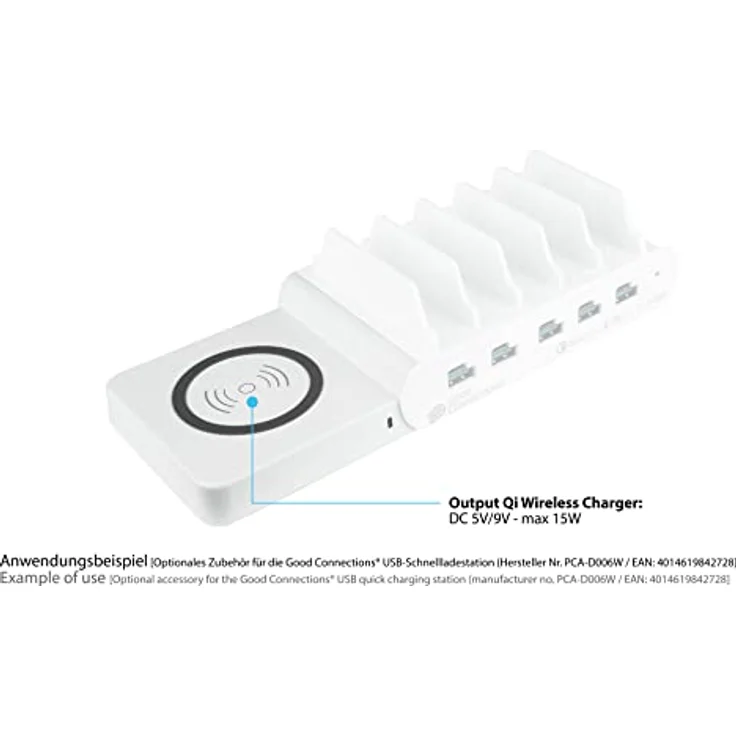 Good Connections Qi Wireless Charging Pad 15W - Erwiterung für USB-Desktop-Schnellladestation PCA-D006W (Linke Seite) – Bild 3