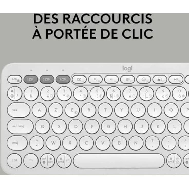 LOGITECH Pebble Keys 2 K380s, AZERTY Tastatur in Tonal White, kabellos über Bluetooth – Bild 4