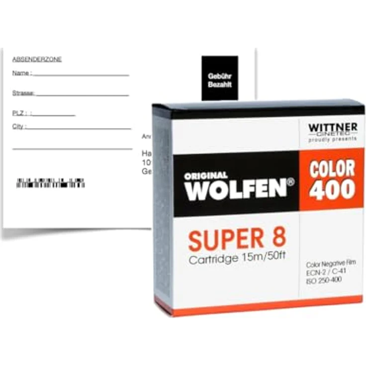 Orwo original WOLFEN Color 400 Super 8 Film ISO 250-400, 15 Meter mit Entwicklung und Scan in 2K – Bild 1