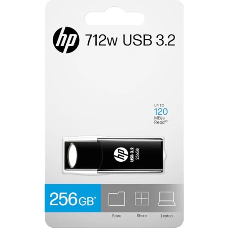 HP 712w USB 3.2 Gen 1 Flash Drive, 256GB, schwarz, bis zu 120 MB/s Lesegeschwindigkeit, langlebiges Schiebe-Design – Bild 5